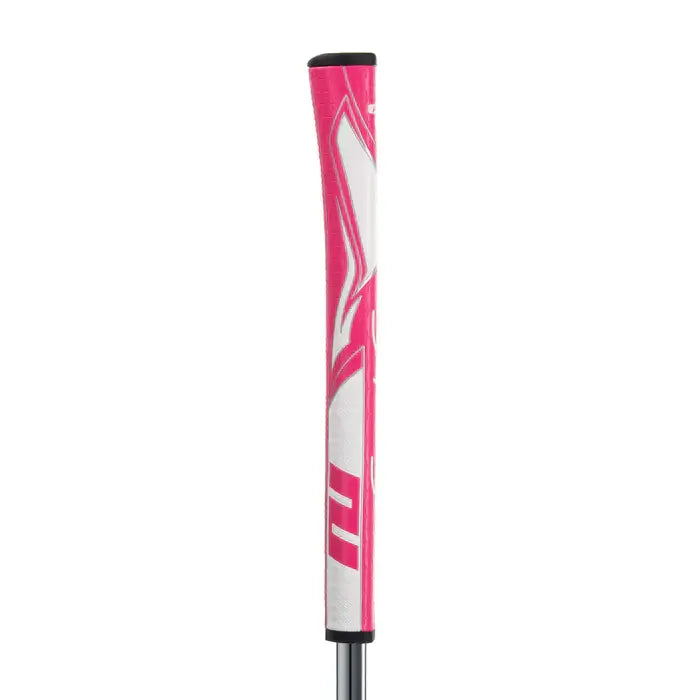 SuperStroke Zenergy Pistol Putter Grip in pink, featuring No Taper Technology for consistent stroke control.