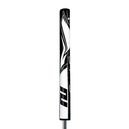 SuperStroke Zenergy Tour 1.0 putter grip in black and white, featuring a traditional parallel design for consistent strokes.