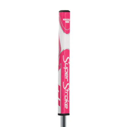 SuperStroke Zenergy Tour 2.0 putter grip in pink, featuring traditional design for optimal grip and stroke consistency.