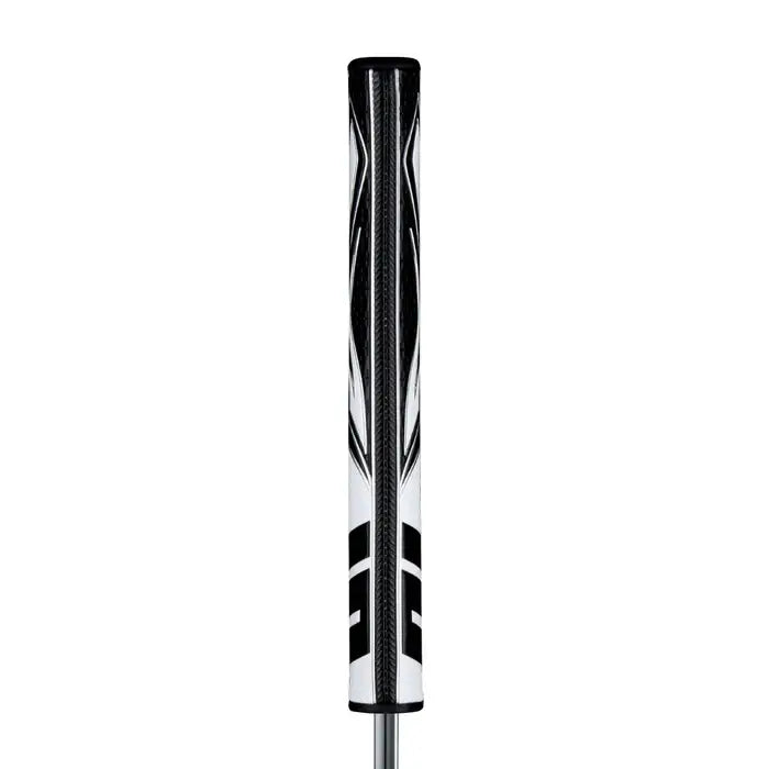 SuperStroke Zenergy Tour 2.0 putter grip with black and white design for improved stability and consistent strokes.