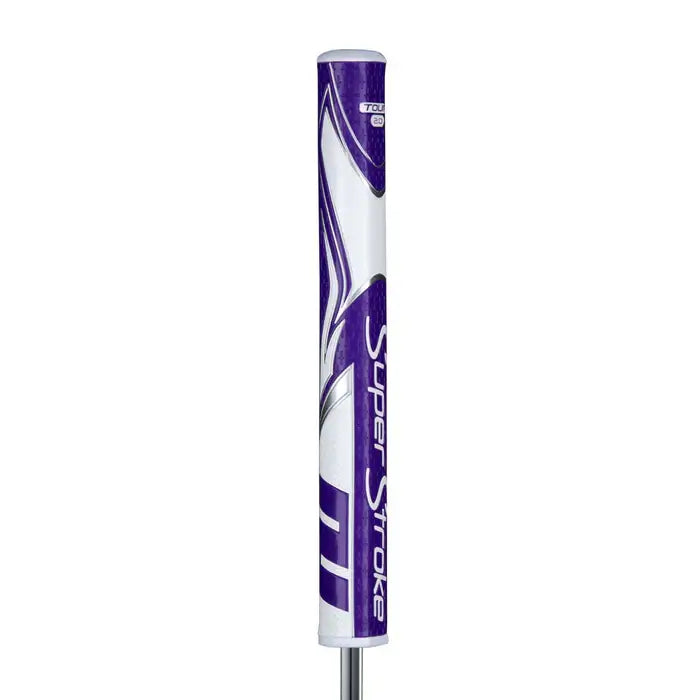 SuperStroke Zenergy Tour 2.0 putter grip in purple design for improved stroke consistency and grip pressure.