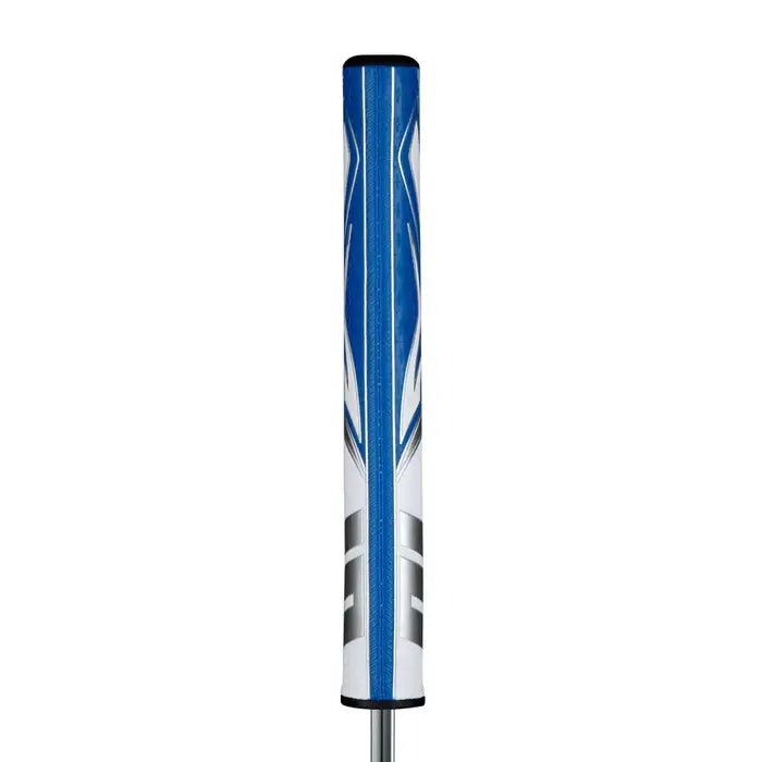 SuperStroke Zenergy Tour 3.0 putter grip in blue and white, designed for a consistent stroke and minimal grip pressure.