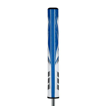 SuperStroke Zenergy Tour 3.0 putter grip in blue and white, designed for a consistent stroke and minimal grip pressure.