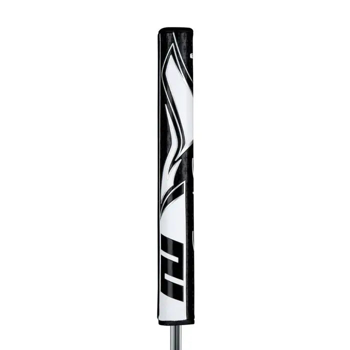 SuperStroke Zenergy Tour 3.0 putter grip designed for consistent strokes and minimal grip pressure, showcasing sleek black and white design.