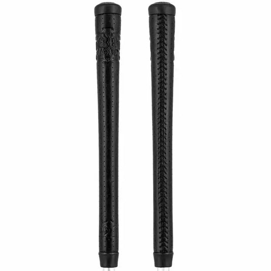 Black Kangaroo leather golf grips with unique tacky feel and sewn finishing from The Grip Master.