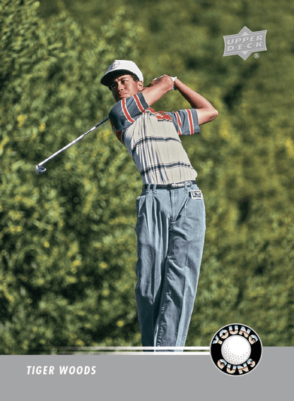 2025 Upper Deck Golf Hobby Box (Pre Order) featuring Tiger Woods Young Guns card from Upper Deck.