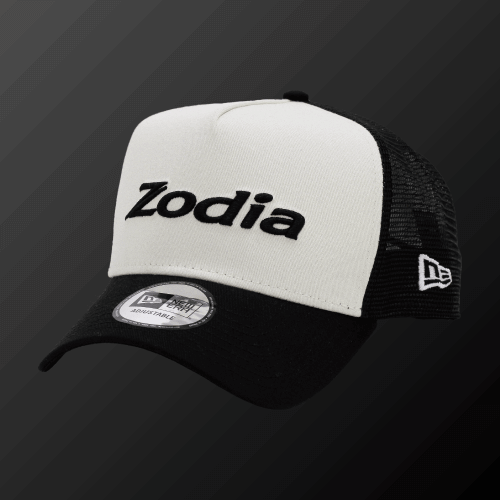 Zodia 2tone Mesh Cap with cream front and black mesh back, adjustable size for diverse wearers.