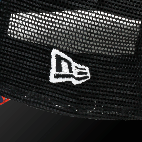 Close-up of Zodia Botanical Mesh Cap in black with a detailed embroidered logo and breathable mesh design.