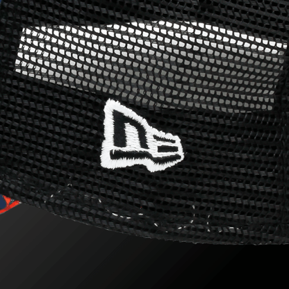 Close-up of Zodia Botanical Mesh Cap in black with a detailed embroidered logo and breathable mesh design.