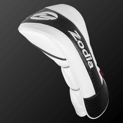 Zodia Caiman Print Head Cover in black and white with iconic logo, stylish and lightweight for golf clubs.