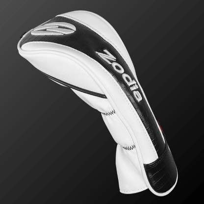 Zodia Caiman Print Head Cover in black and white, featuring a luxurious design and lightweight construction. Perfect for golf bags.