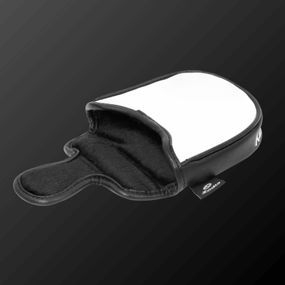 Zodia Caiman Print Putter Cover in black and white, ideal for mallet putters, offers protective cushioning and style.