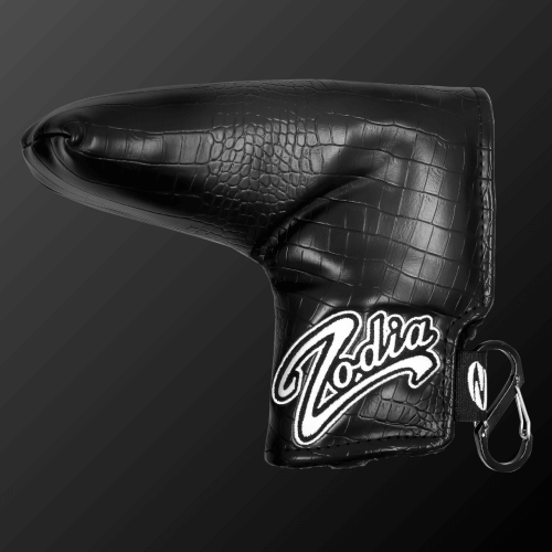Zodia caiman print putter cover in black, designed for blade and mallet putters, featuring durable PU material.