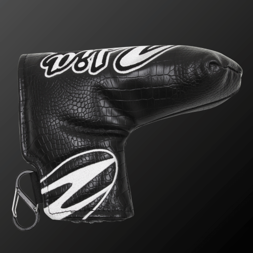 Zodia Caiman print putter cover in black, designed for blade and mallet putters, offers protection and style.