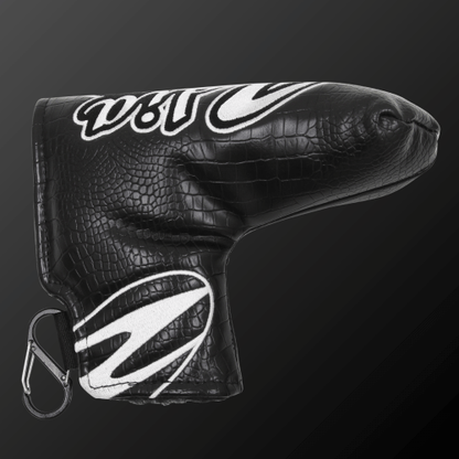 Zodia Caiman print putter cover in black, designed for blade and mallet putters, offers protection and style.