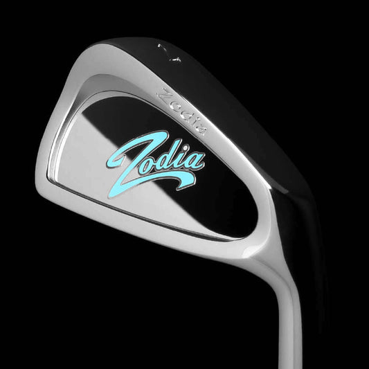 Zodia CAVITY BADGE lightweight golf club head with unique badge design and polished finish.