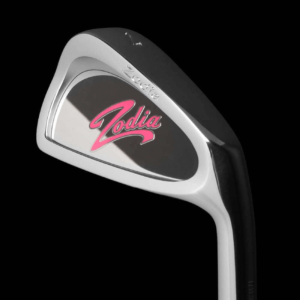 Zodia CAVITY BADGE close-up showing lightweight forged soft iron design and unique badge option.