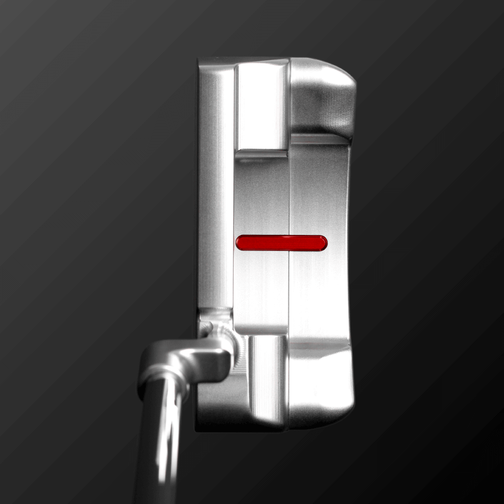 Zodia DALE-MINI CRANK Putter showing square shape, crank neck, and red alignment line for improved stroke stability.