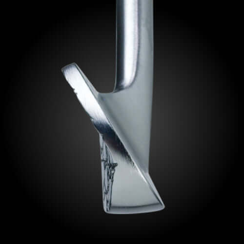 Zodia Full Crocodile Muscle Back iron head side view showcasing sleek design and shiny finish.
