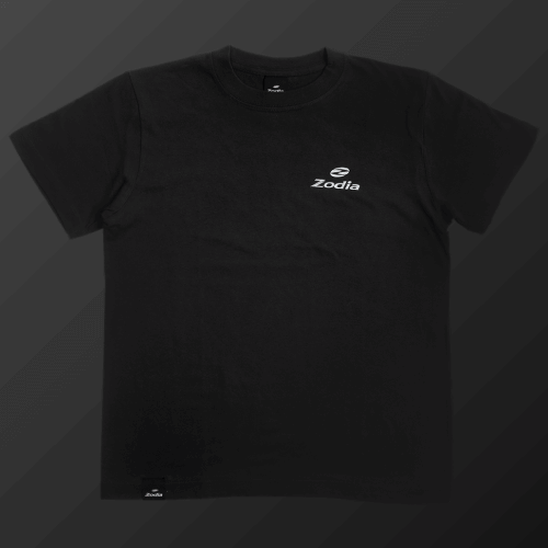Front view of Zodia Grindman T-Shirt in black, featuring the Zodia logo on the chest.