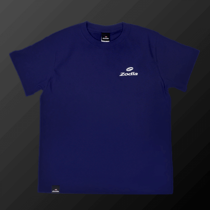 Zodia Grindman T-Shirt in navy blue, featuring a logo on the chest, made of 100% cotton.