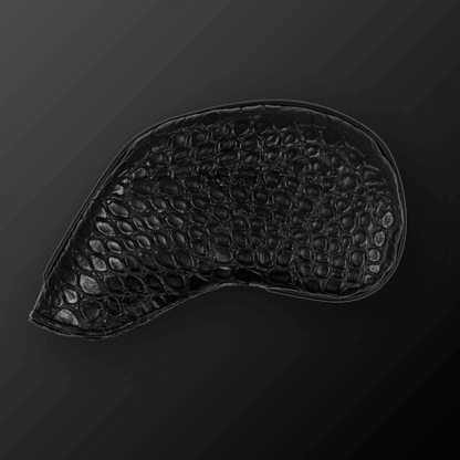 Zodia Iron Cover in sleek black PU leather, featuring a stylish texture, designed for easy storage and head protection.