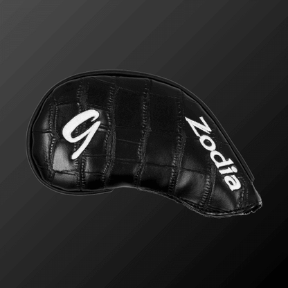 Zodia Iron Cover in black PU leather, featuring a simple design for easy wear and storage, waterproof, and velour-lined for protection.