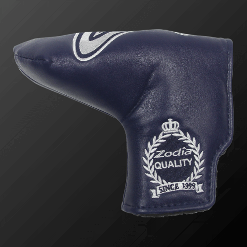 Zodia Putter Cover Wide Type in navy with logo, designed for pin mallet types, made of soft PU material.
