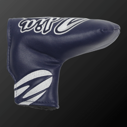 Zodia Putter Cover Wide Type in navy blue with pop logo, crafted from soft PU material for comfort.
