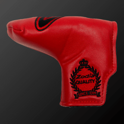 Zodia Putter Cover Wide Type in red with quality logo, magnetic attachment, and soft PU material.