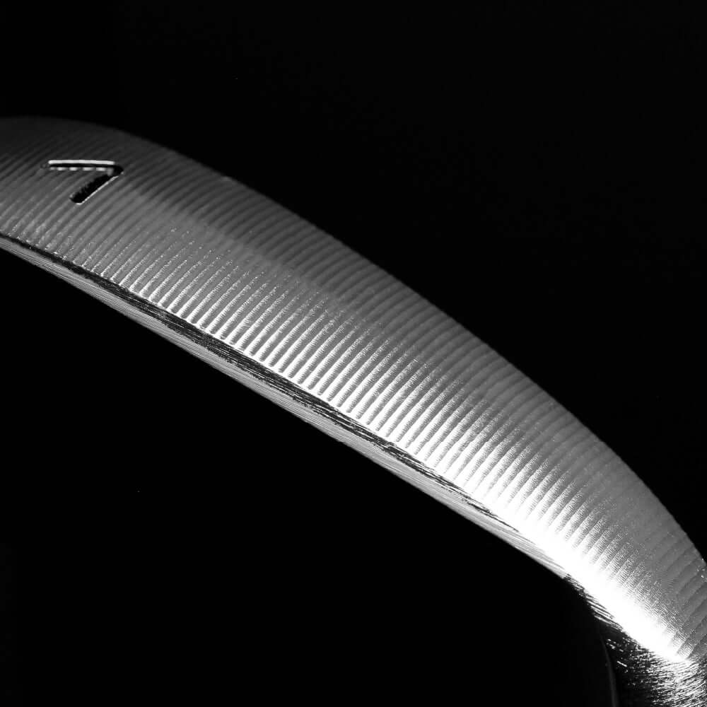 Close-up of the polished edge of the Zodia TRADITION CB Iron Set (Left Hand) showing intricate details.