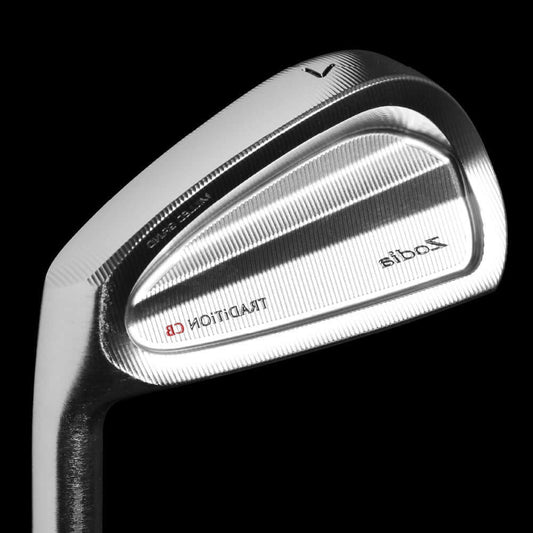 Zodia TRADITION CB Iron Set (Left Hand) showcased in a close-up image highlighting its precision craftsmanship.