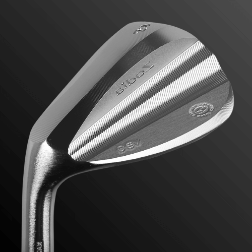 Zodia V3.0 Wedge (Left Hand) showcasing fine uneven processing and increased score lines for improved spin performance.