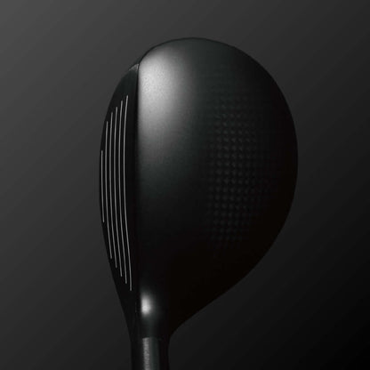 Close-up of Zodia Z735 utility wood club head with low center of gravity design and black finish for high trajectory shots.