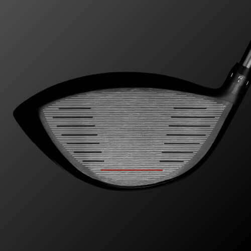 Close-up view of the Zodia Z935 Tour golf club face showcasing its shallow center of gravity design.
